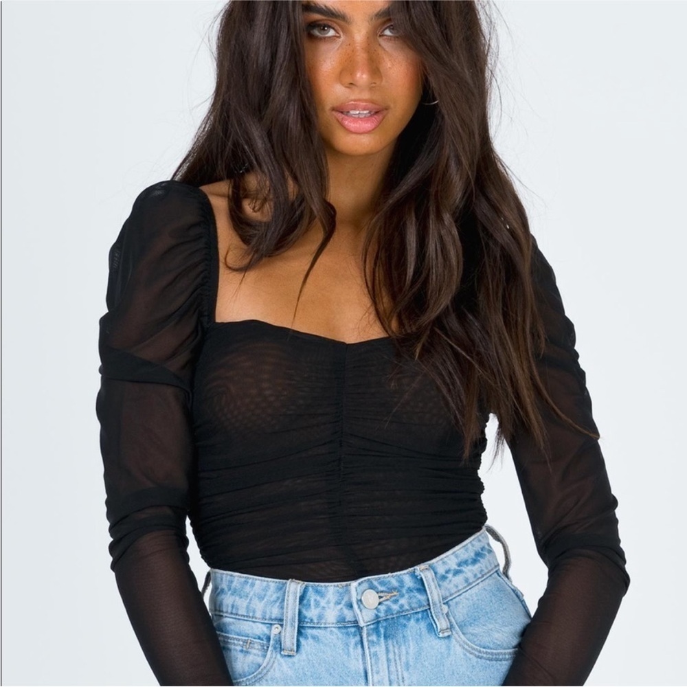 Princess Polly Asher Black Mesh Bodysuit US 8